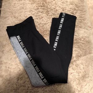 Fleece lined grey panel logo leggings
